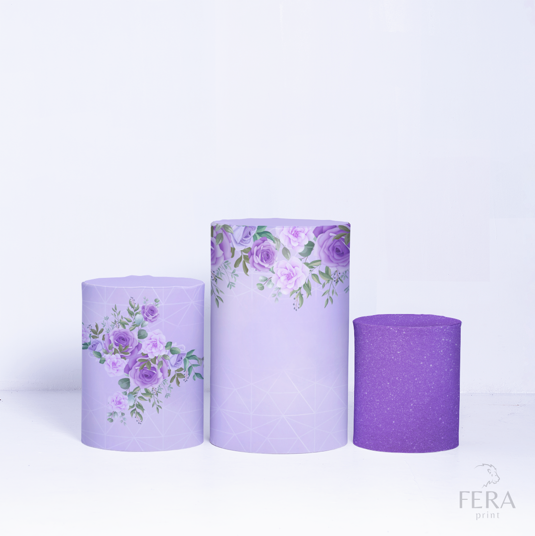 Kit Capa Cilindros + Capa Painel Floral Roxo Sublimado