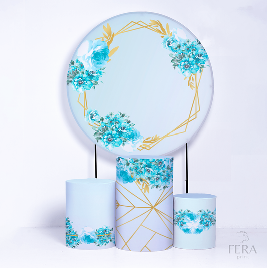 Kit Capa Cilindros + Capa Painel Floral Turquesa Sublimado