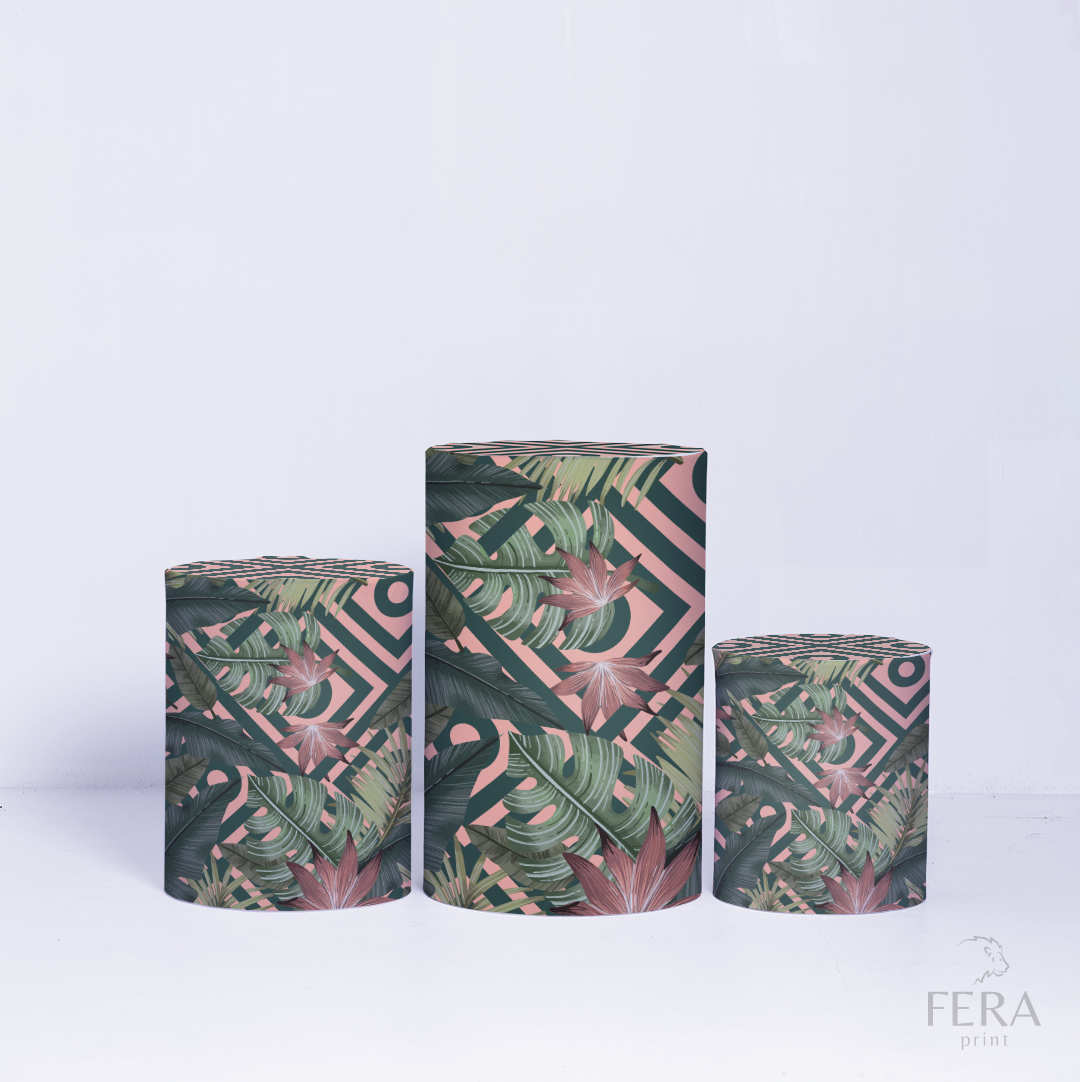Trio Capa Cilindro Folhas c/ Elástico