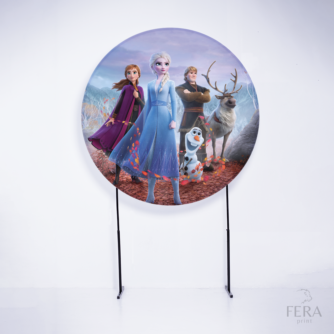Painel Redondo Princesas do Gelo Filme Sublimado