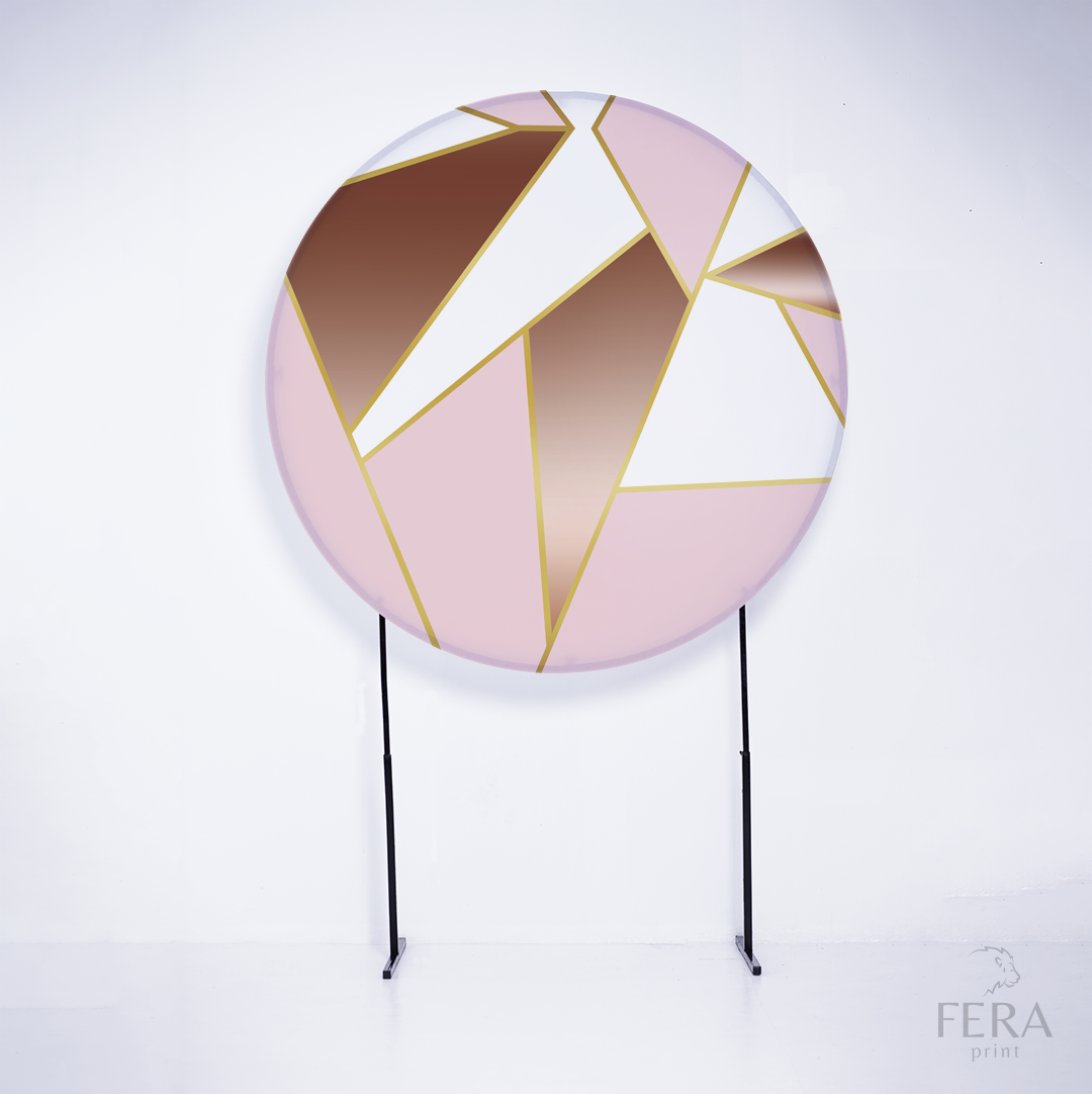 Painel Redondo Geométrico Rose Sublimado