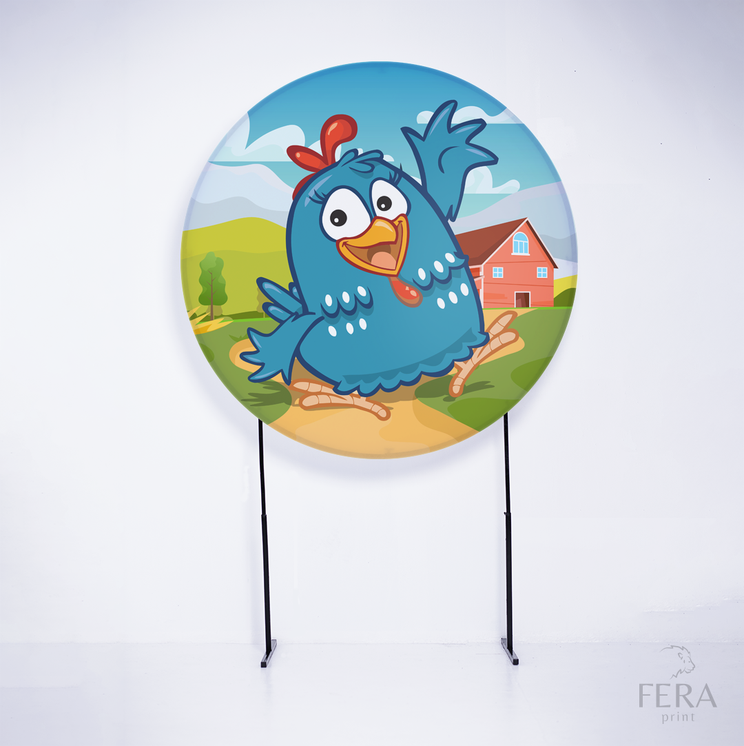 Painel Redondo Galinha Fazenda Sublimado