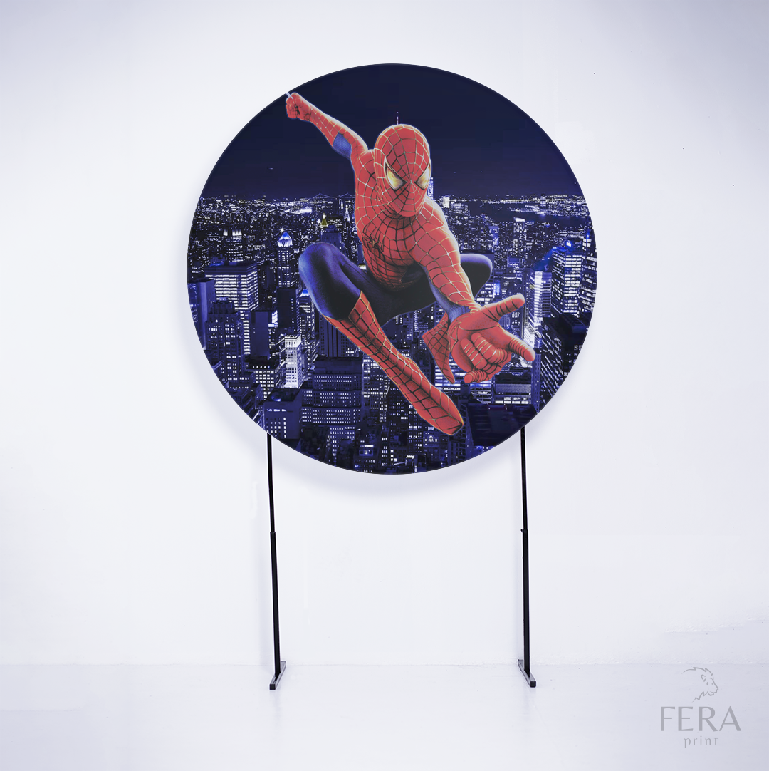 Painel Redondo Herói Aranha Azul Sublimado