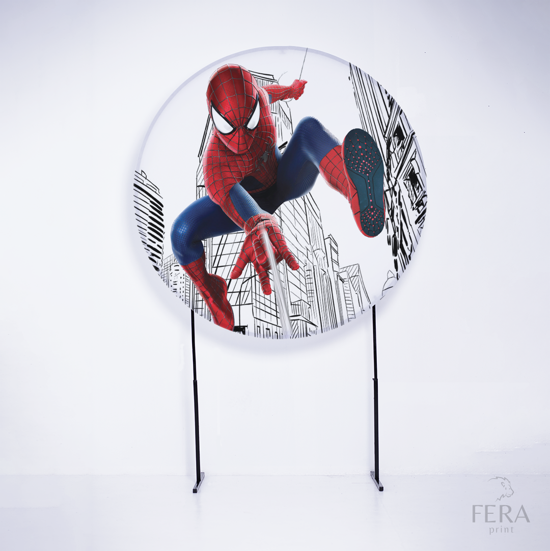 Painel Redondo Herói Aranha Branco Sublimado