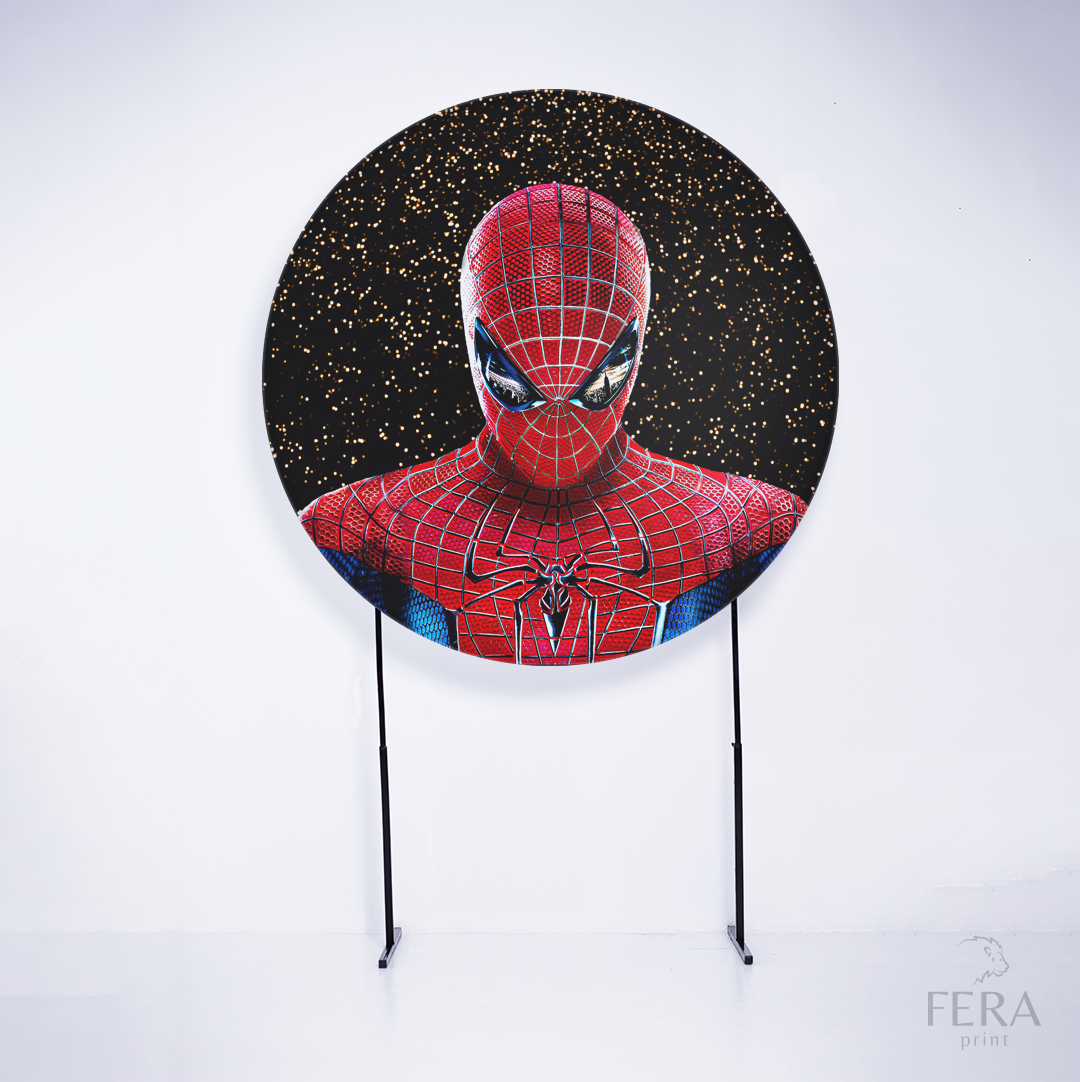 Painel Redondo Herói Aranha Glitter Dourado Sublimado