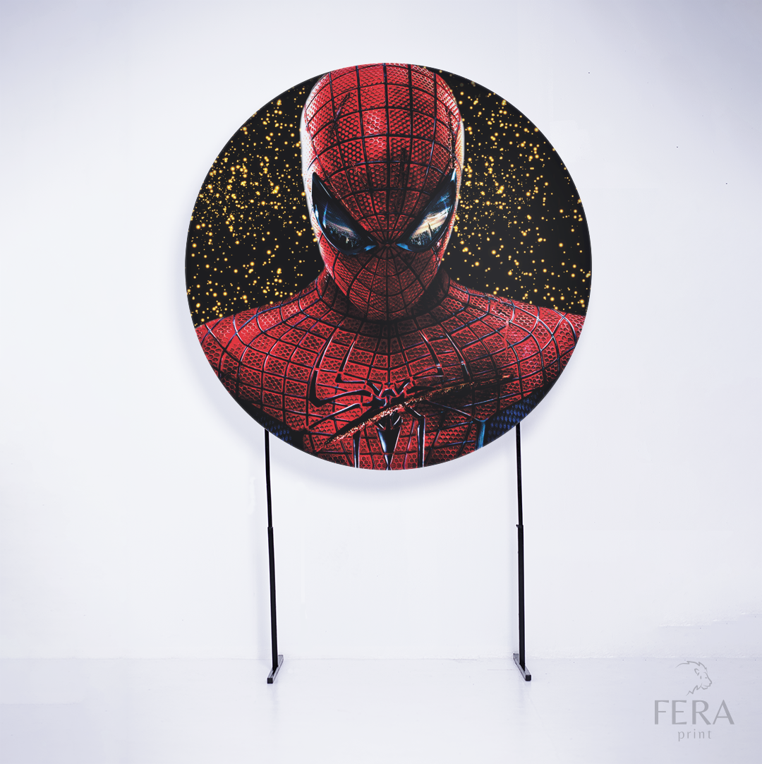 Painel Redondo Herói Aranha Chuva Dourada Sublimado