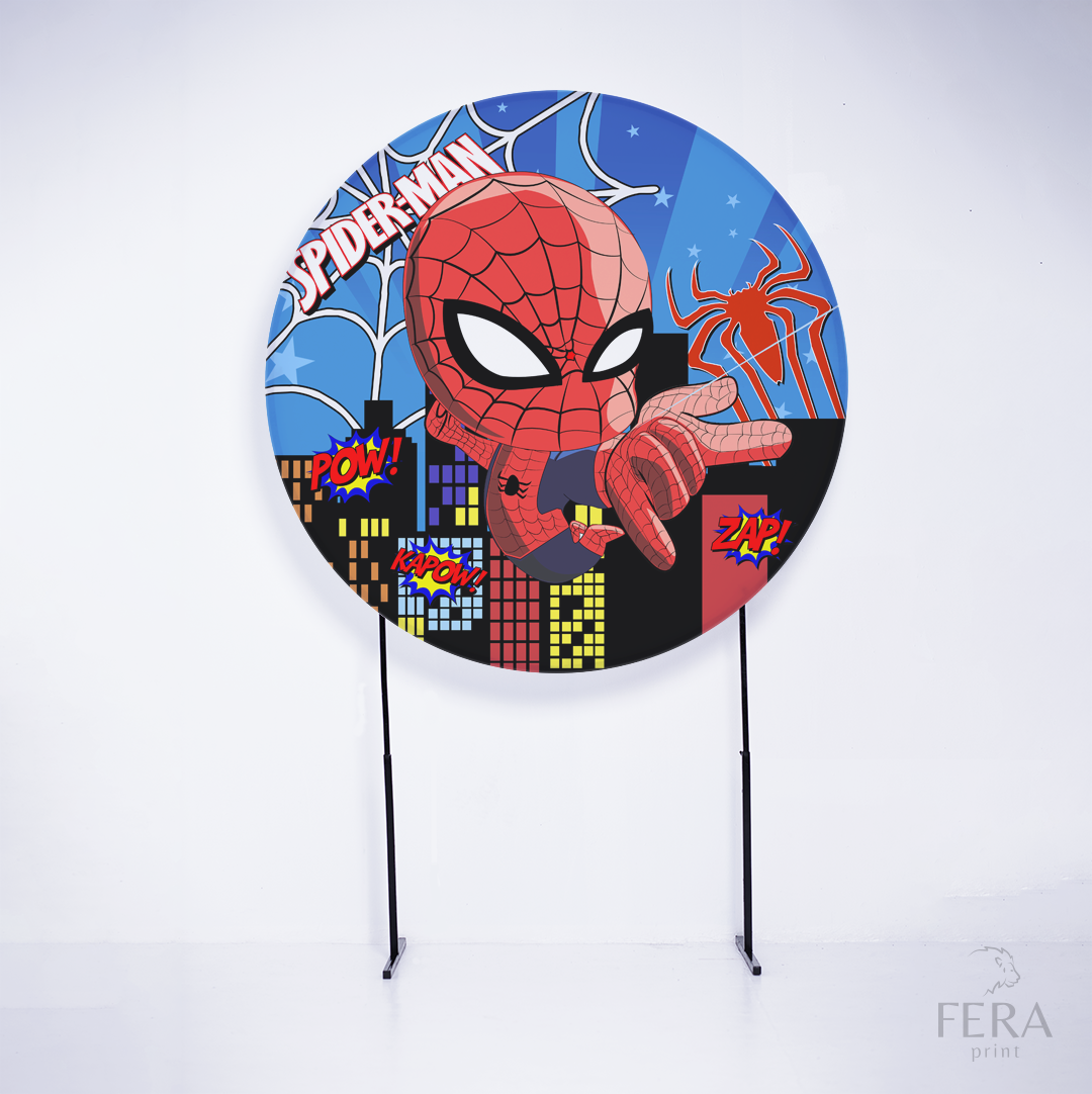 Painel Redondo Herói Aranha Infantil Sublimado