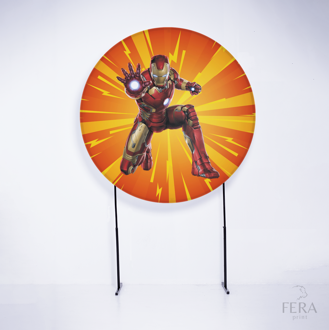 Painel Redondo Herói de Ferro Laranja Sublimado