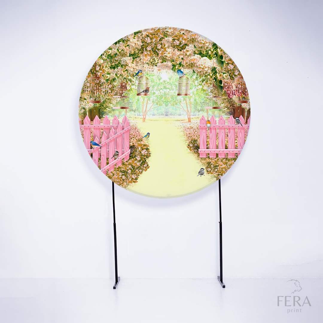 Painel Redondo Jardim Encantado Cerca Sublimado