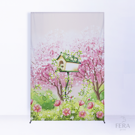 Painel Lateral Jardim Encantado Rosa c/ Forro