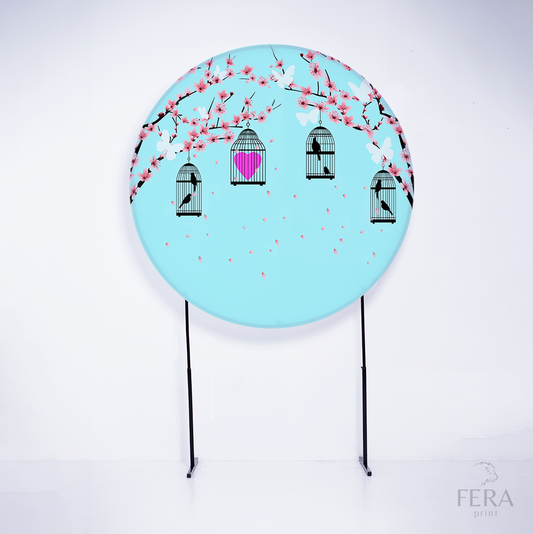 Painel Redondo Jardim Encantado Gaiolas Sublimado