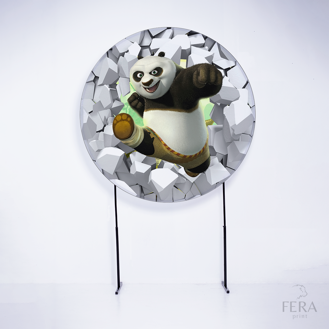 Painel Redondo Panda Lutador Sublimado