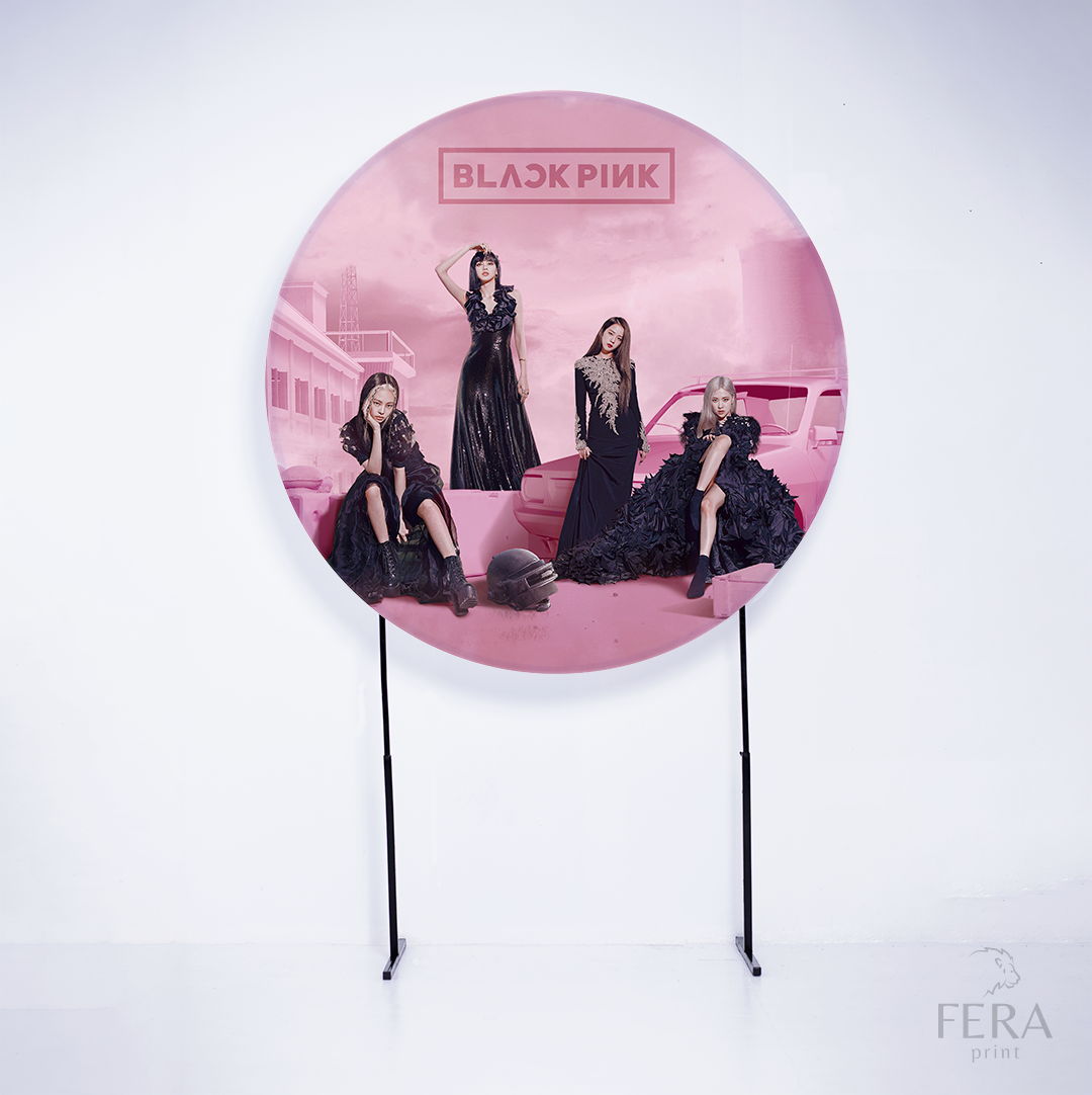 Painel Redondo Preto Rosa KPOP Sublimado