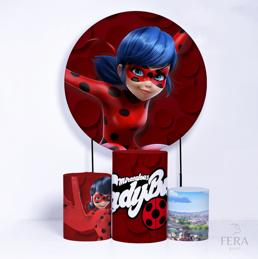 Kit Capa Cilindros + Capa Painel Princesa Joaninha Vermelha Sublimado