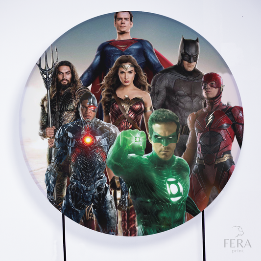 Painel Redondo Heróis da Justiça Sublimado