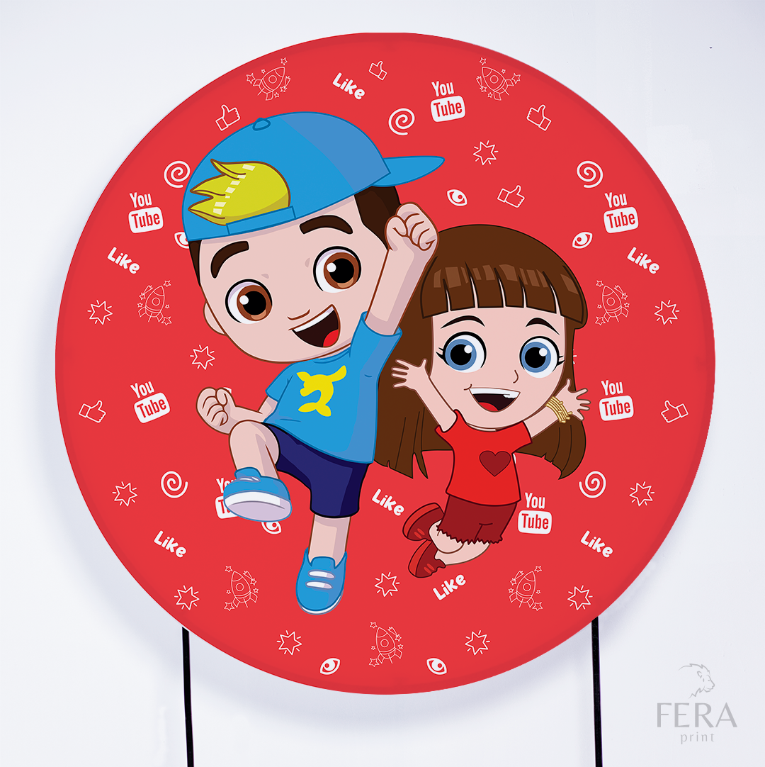 Painel Redondo Youtuber Neto Vermelho Like Sublimado