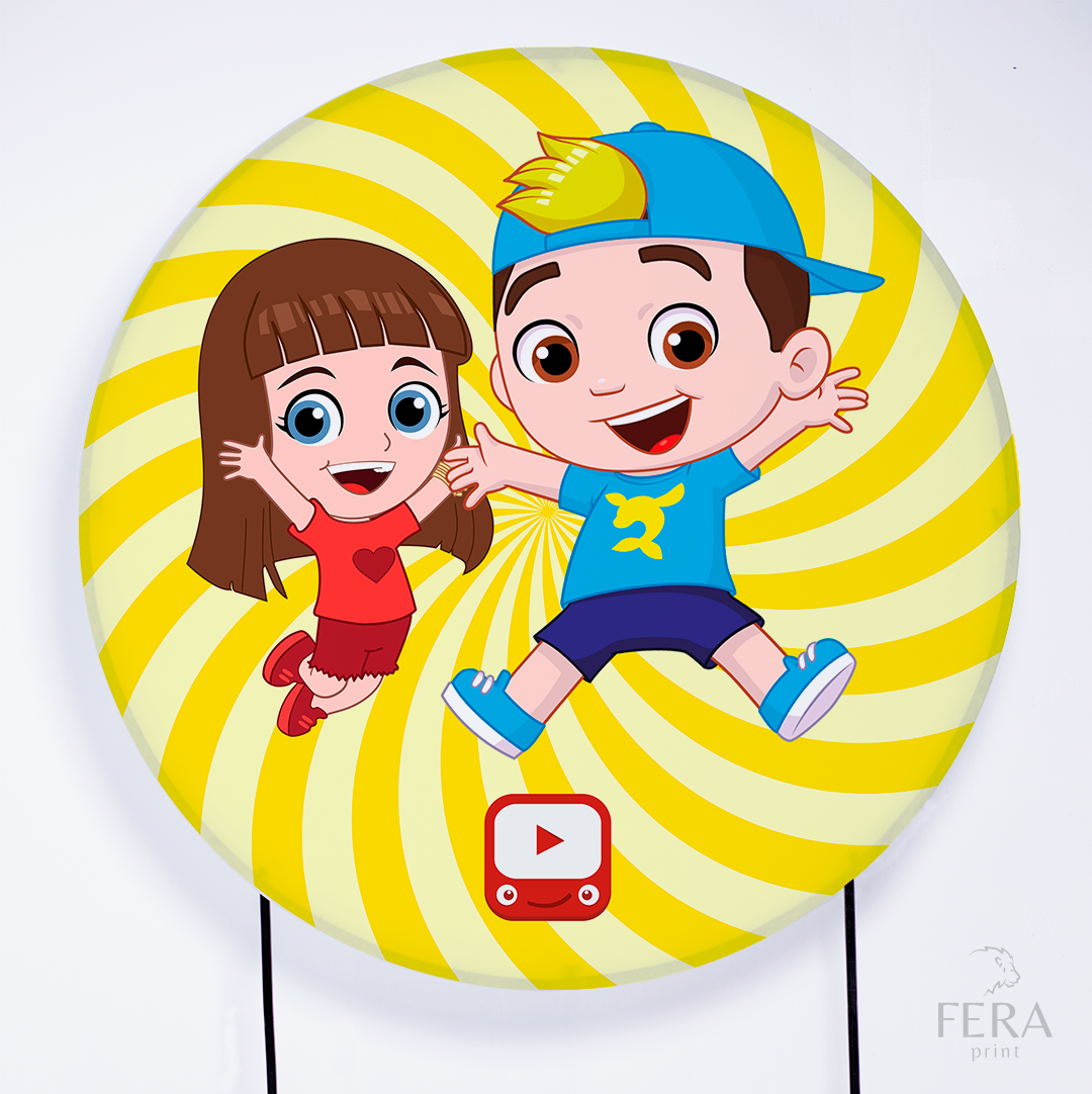 Painel Redondo Youtuber Neto Amarelo Sublimado