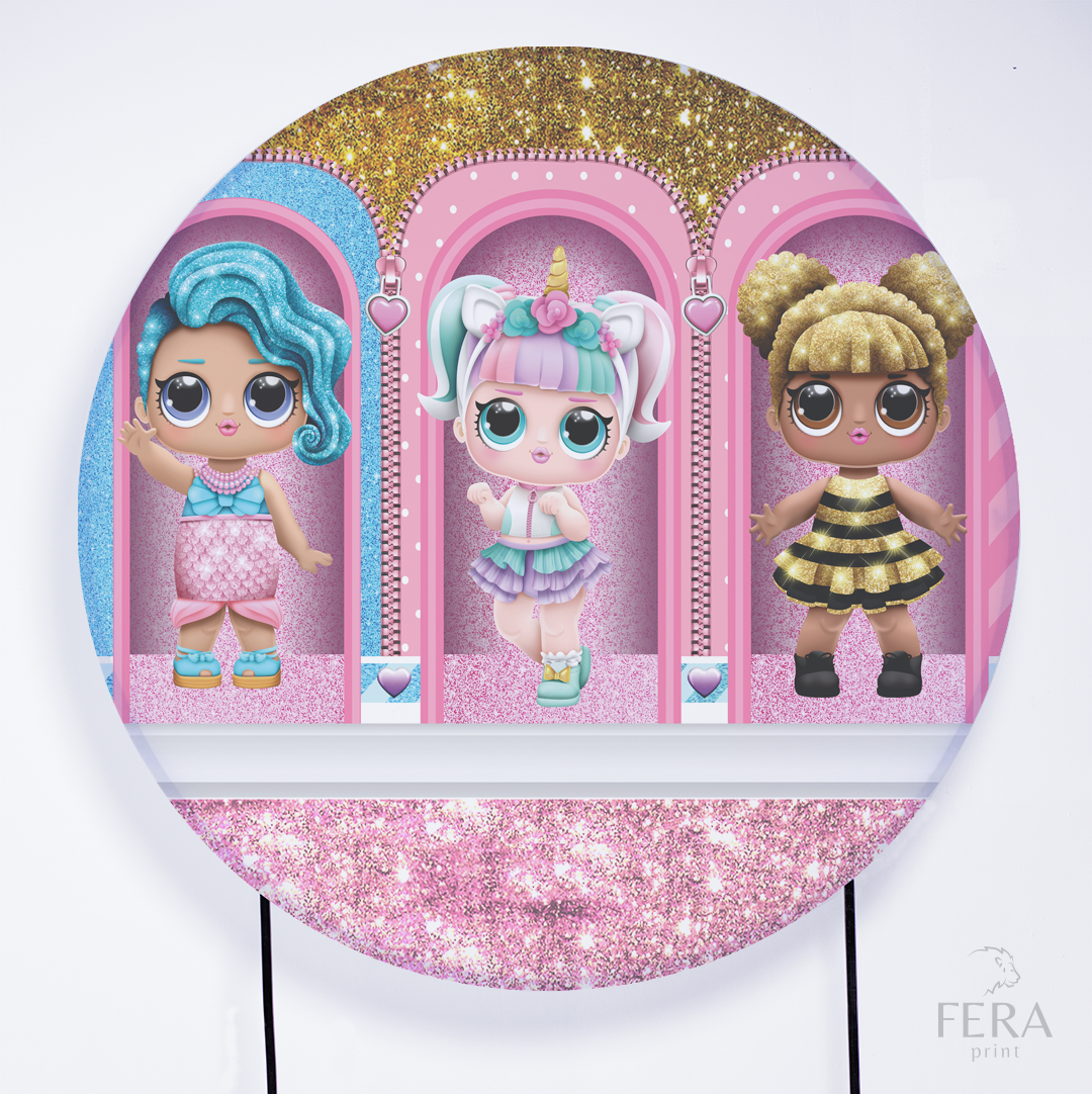 Kit Painéis + Trio Capa Cilindro Casado Bonequinhas Brilho Sublimado