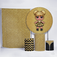 Kit Painéis + Trio Capa Cilindro Casado Bonequinhas Dourado Sublimado