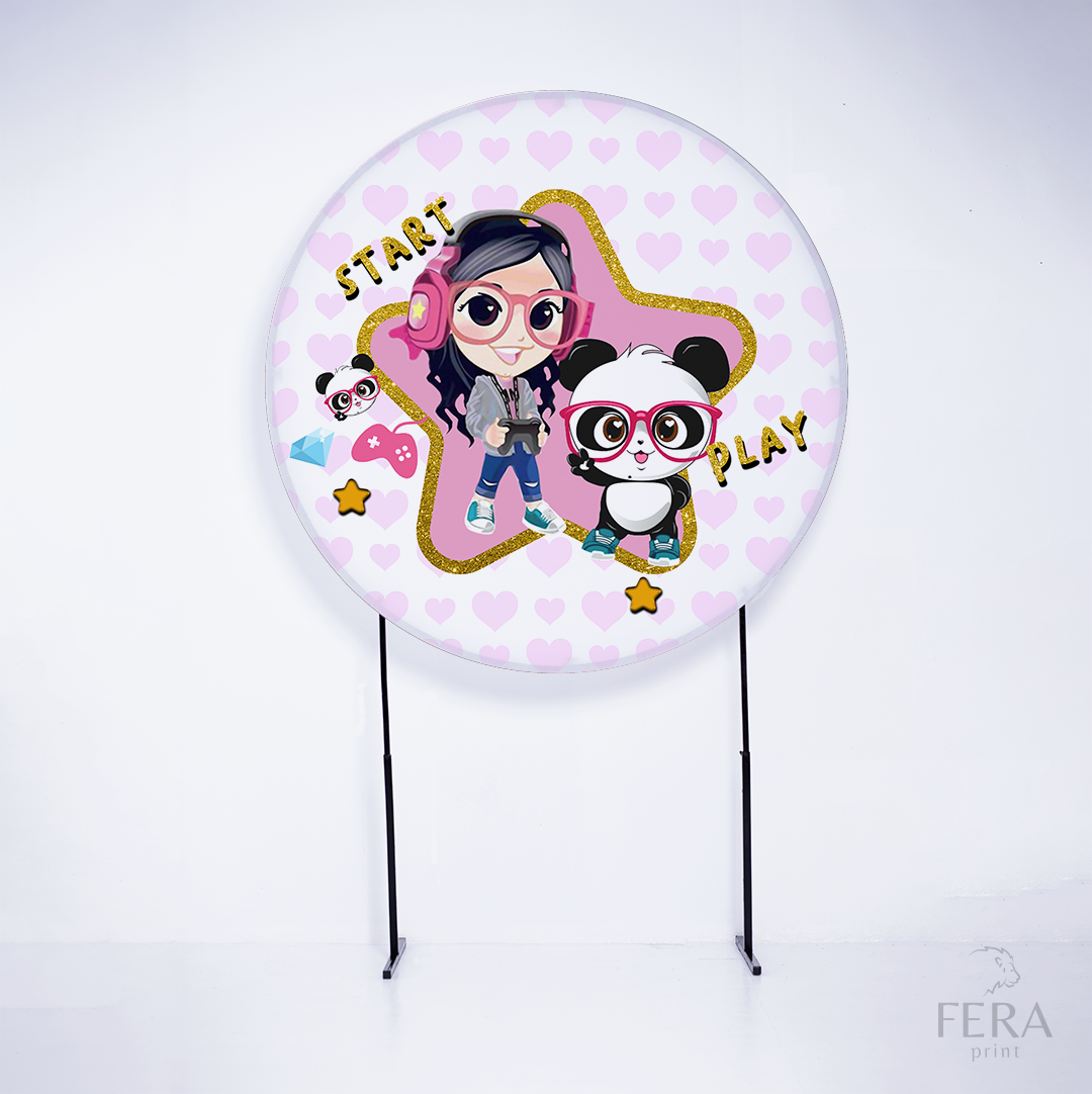 Painel Redondo Youtuber Panda Sublimado