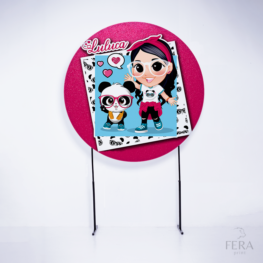 Painel Redondo Youtuber Rosa Sublimado