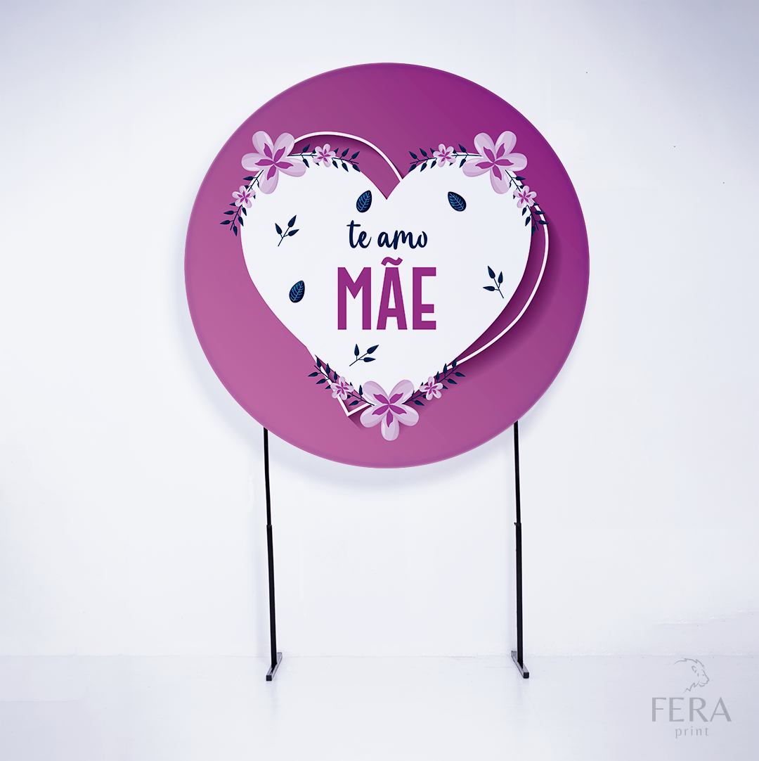 Painel Redondo Dia das Mães Roxo Sublimado