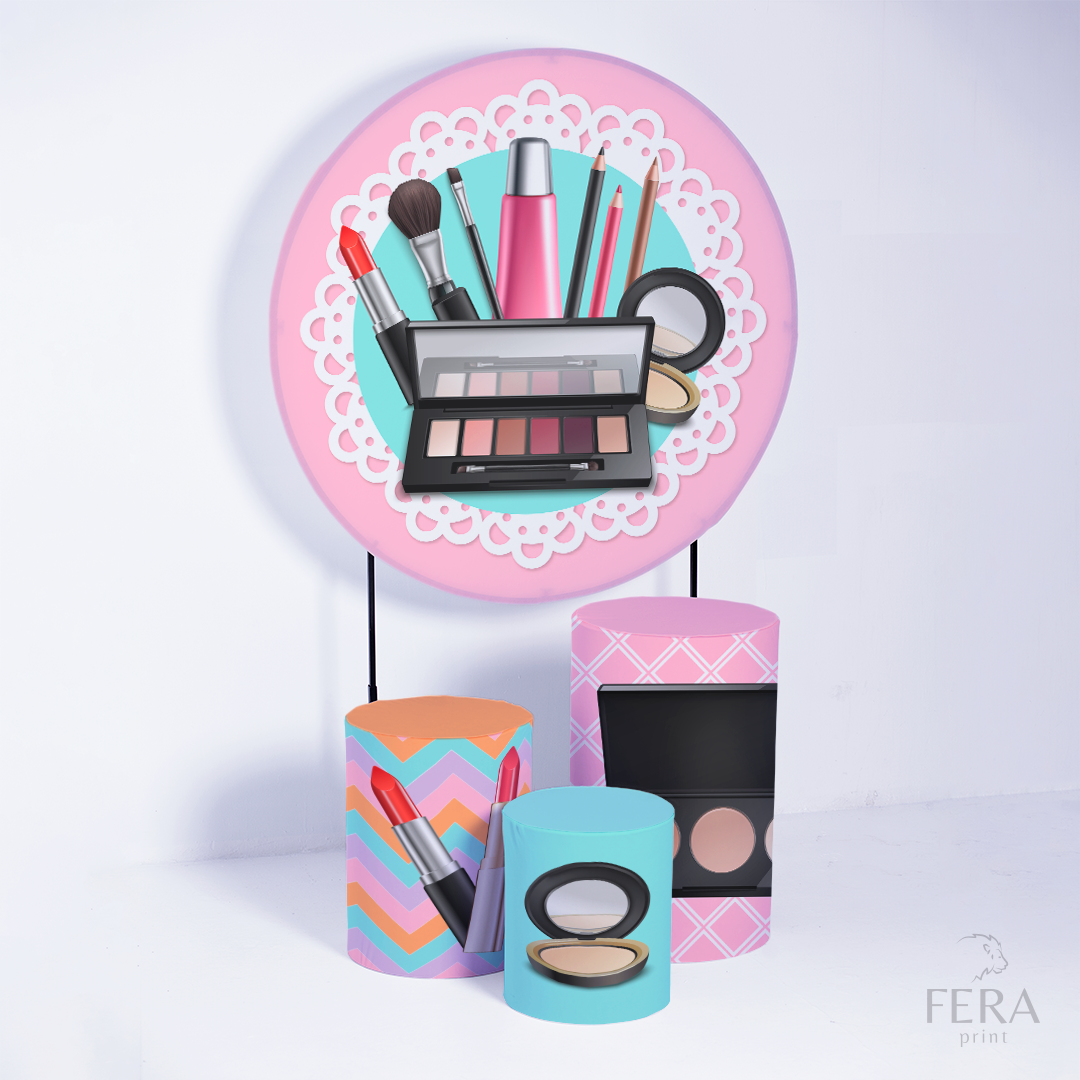 Kit Capa Cilindros + Capa Painel Maquiagem Sublimado