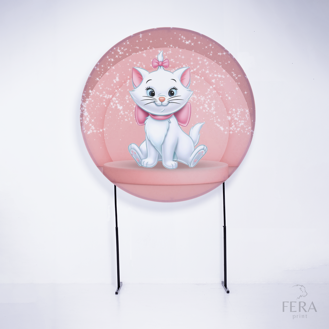 Painel Redondo Gatinha Rosa Sublimado