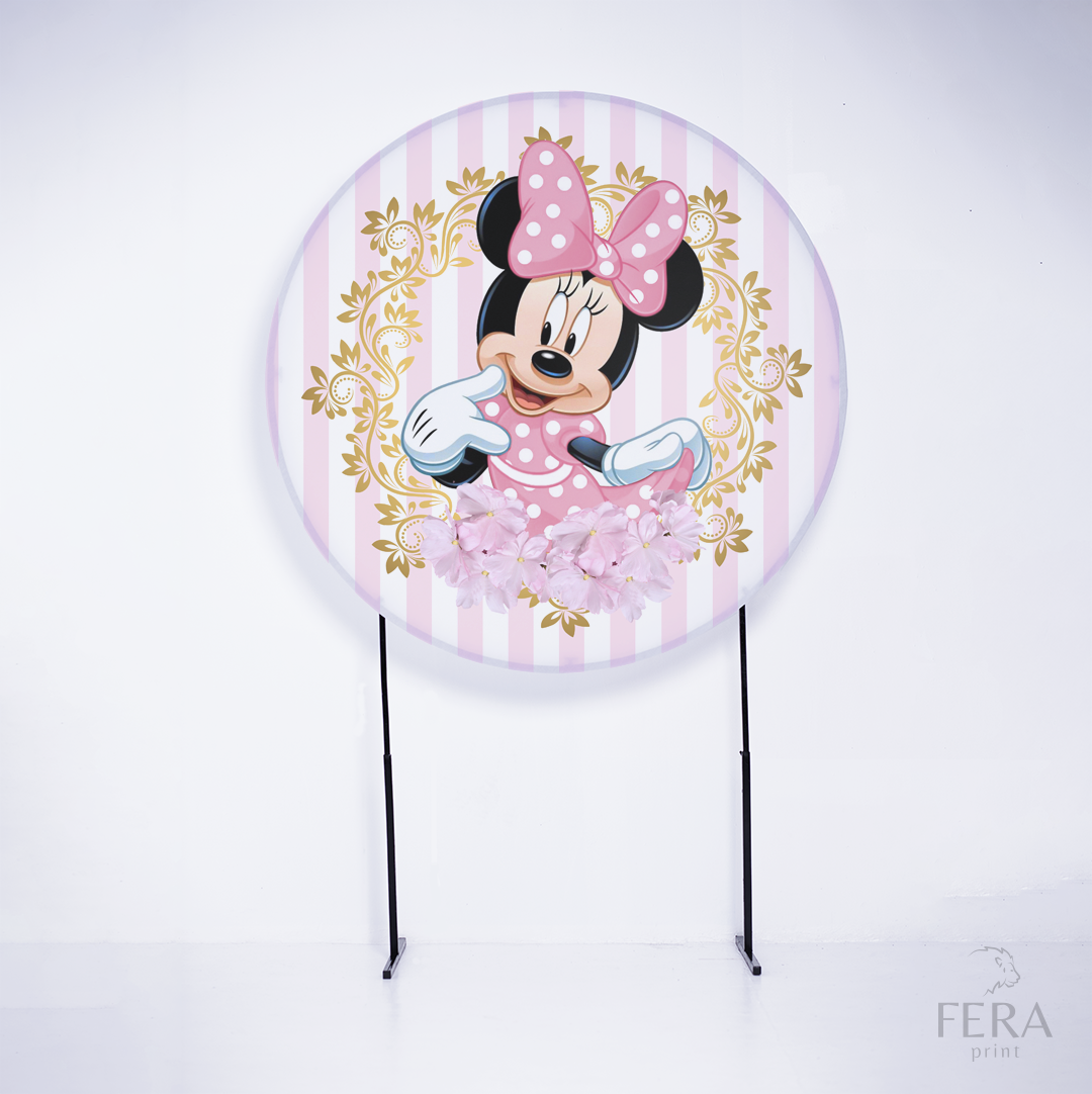 Painel Redondo Ratinha Amiga Rosa Bolinhas Sublimado