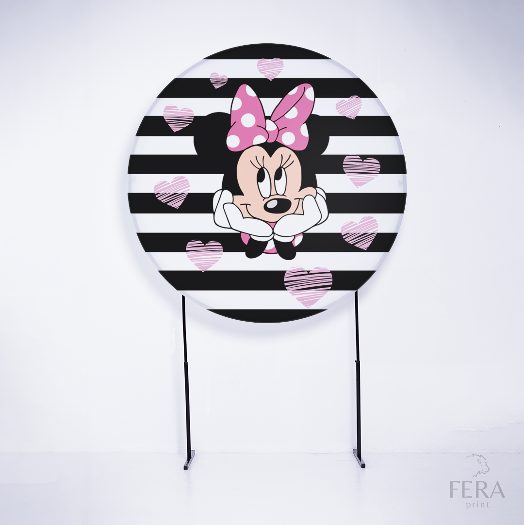 Painel Redondo Ratinha Amiga Rosa Corações Sublimado