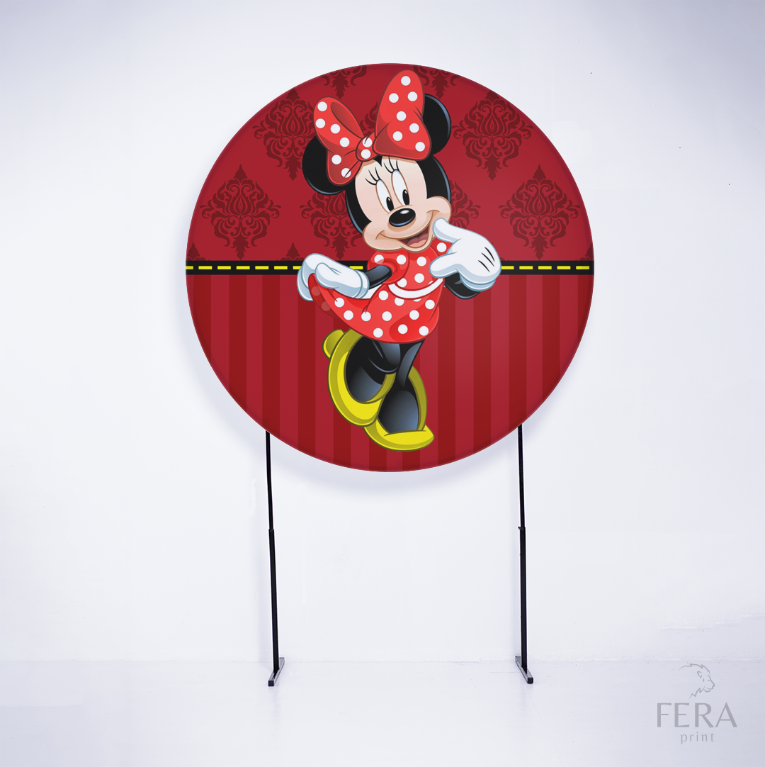 Painel Redondo Ratinha Amiga Vermelha Arabesco Sublimado