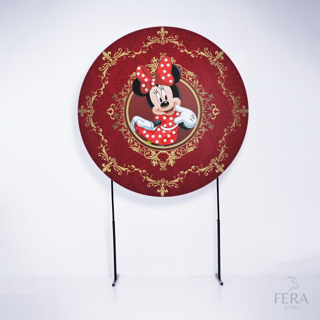 Painel Redondo Ratinha Amiga Vermelha Luxo Sublimado