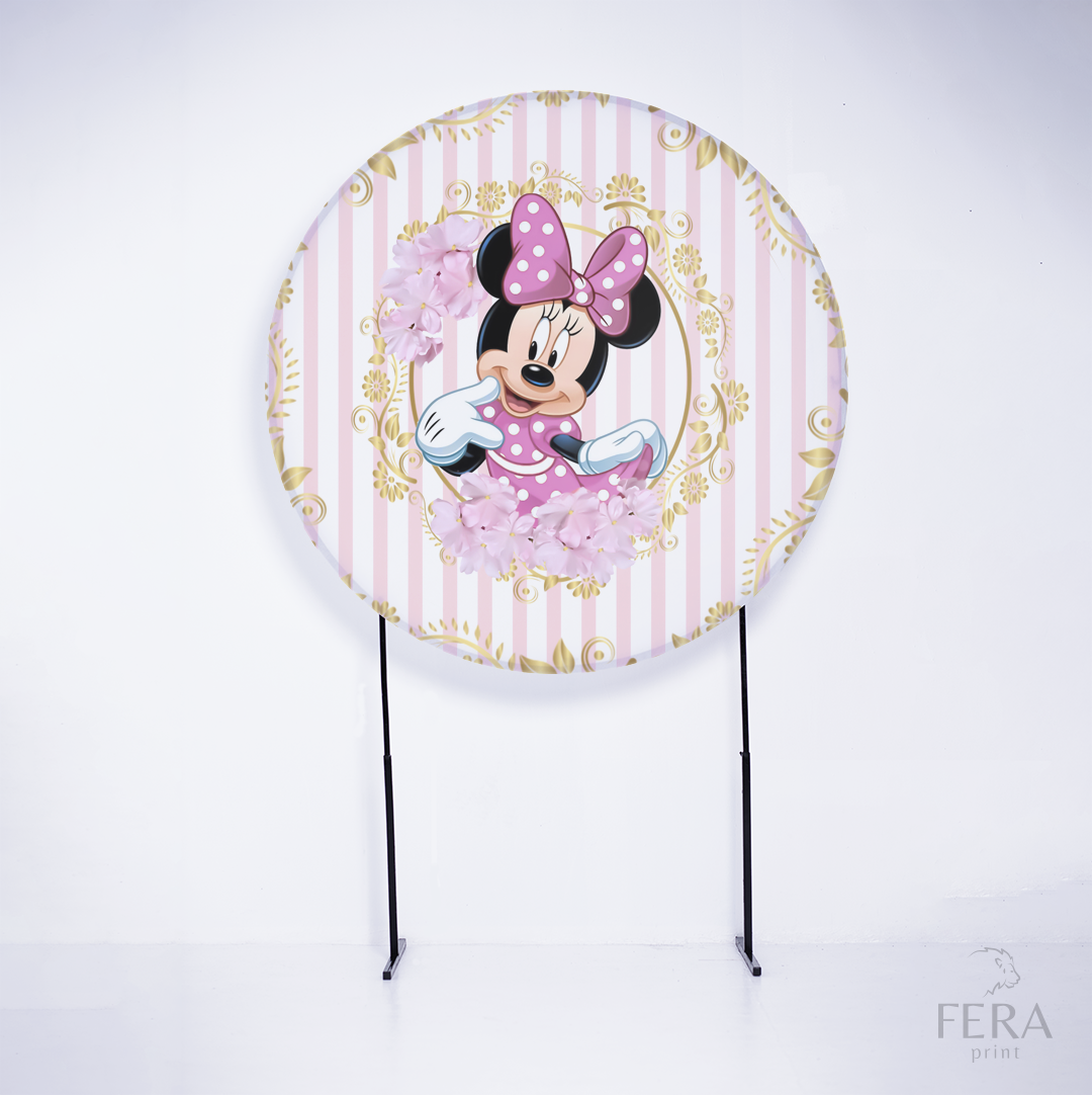 Painel Redondo Ratinha Amiga Rosa Listrado Sublimado
