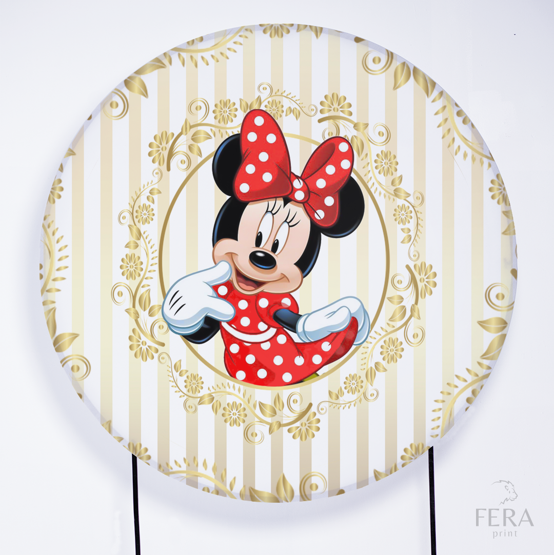 Painel Redondo Ratinha Amiga Vermelha e Dourado Sublimado