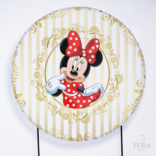 Painel Redondo Ratinha Amiga Vermelha e Dourado Sublimado