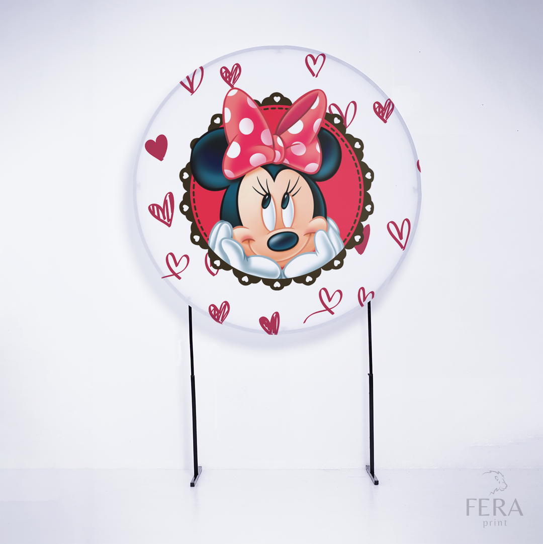 Painel Redondo Ratinha Amiga Vermelha Corações Sublimado
