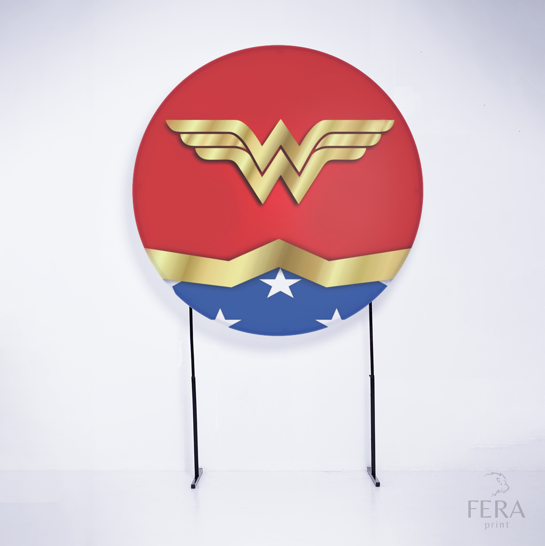 Painel Redondo Heroína Maravilha Dourado Sublimado