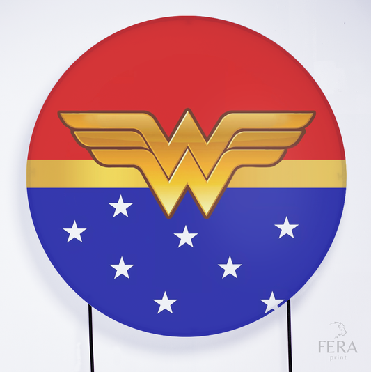 Painel Redondo Heroína Maravilha Estrelas Sublimado
