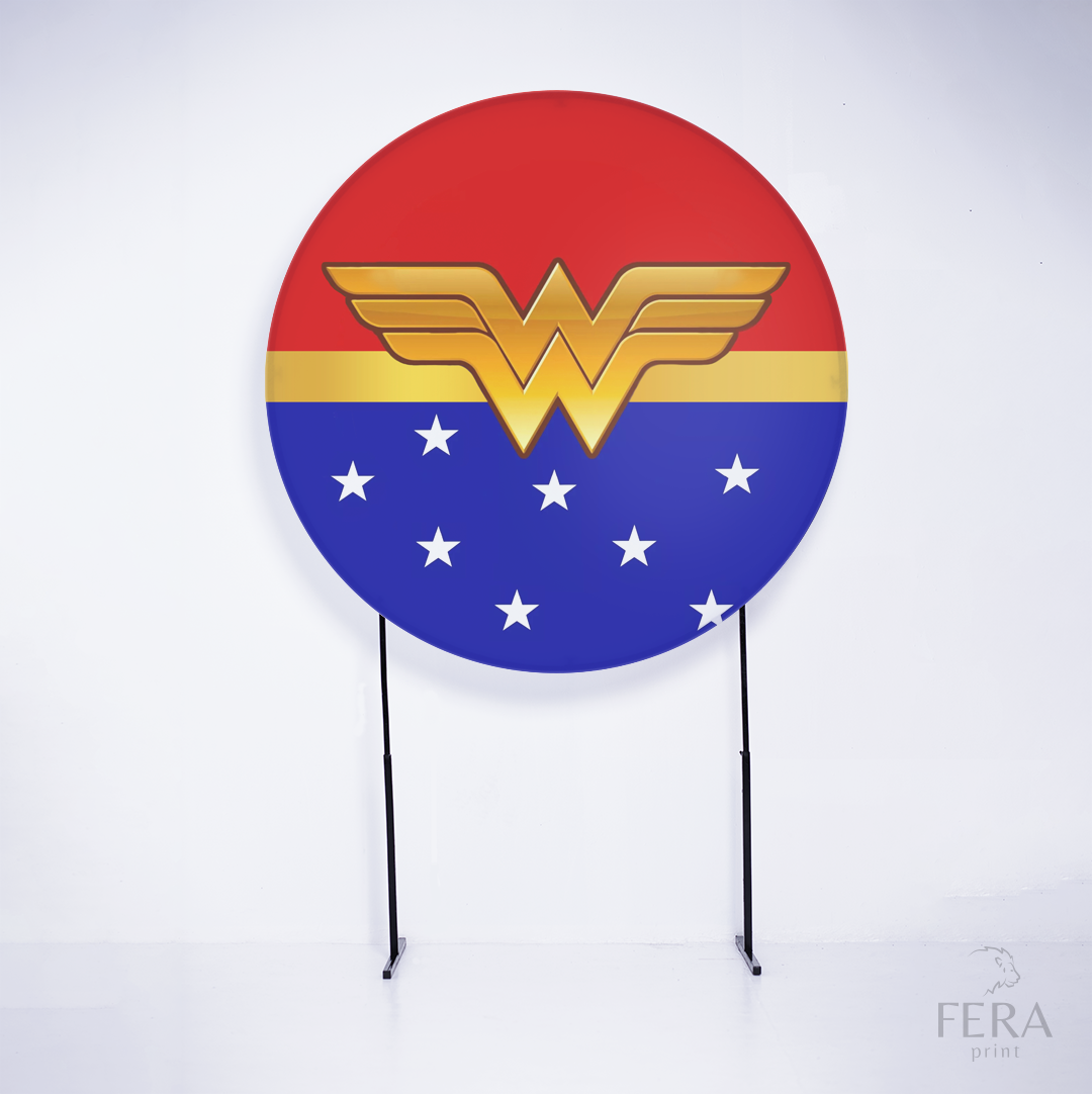 Painel Redondo Heroína Maravilha Estrelas Sublimado