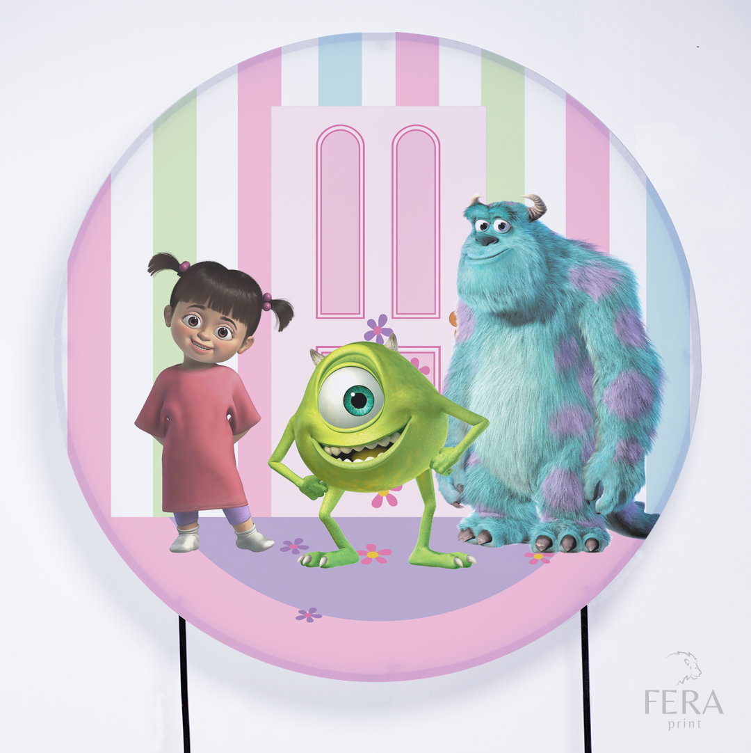 Painel Redondo Monstros Colorido Sublimado