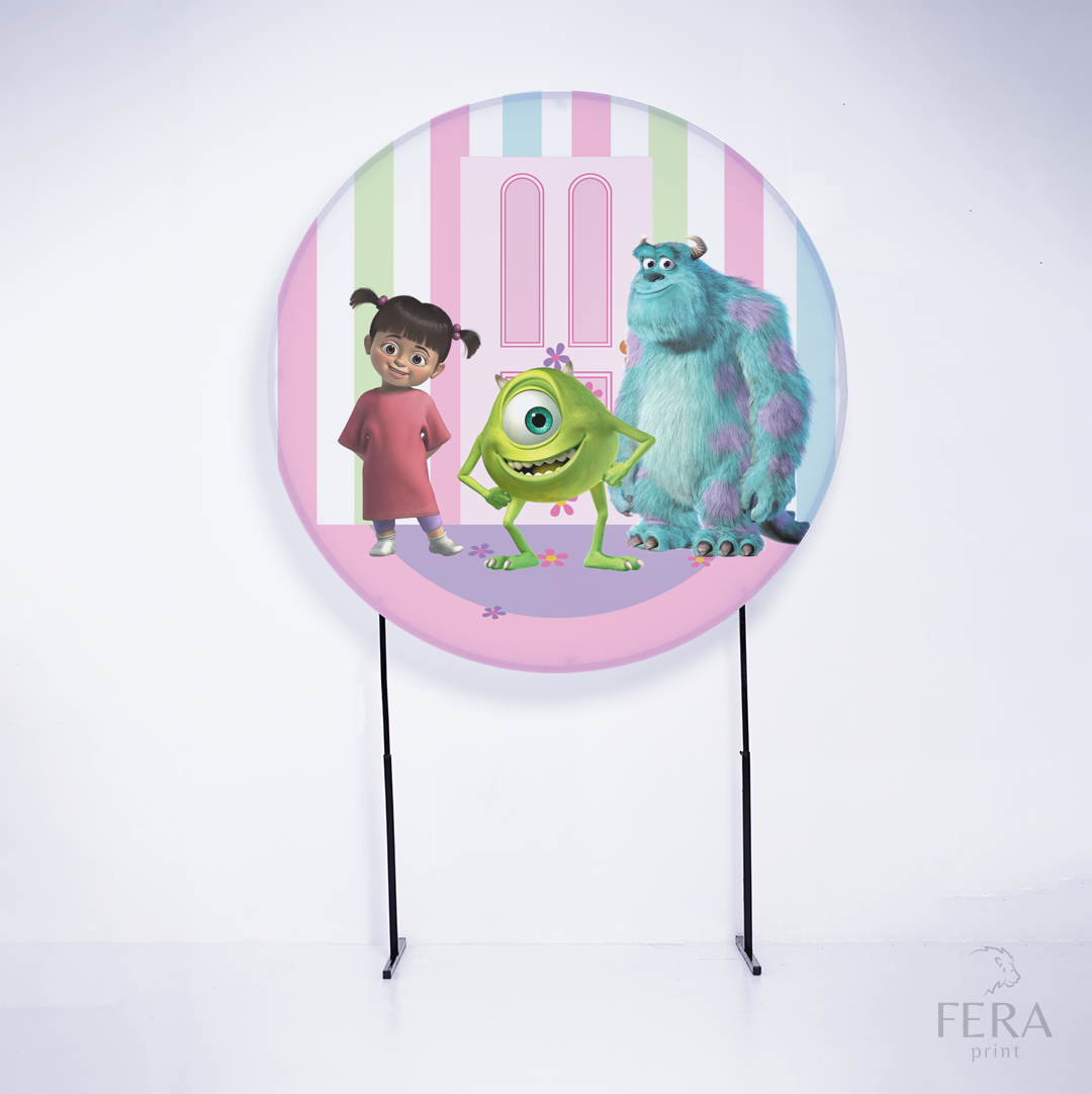 Painel Redondo Monstros Colorido Sublimado