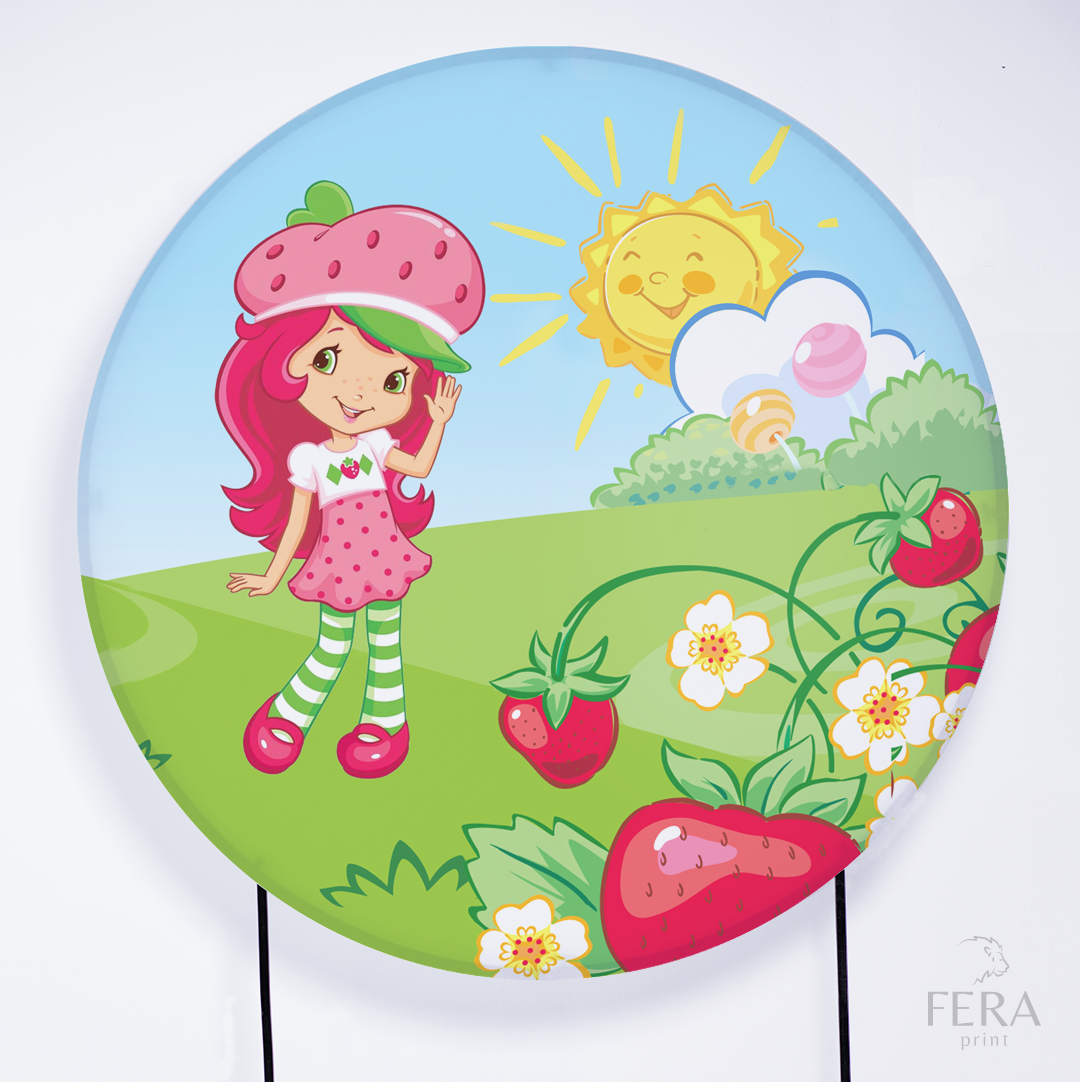 Painel Redondo Menina Morango Sublimado