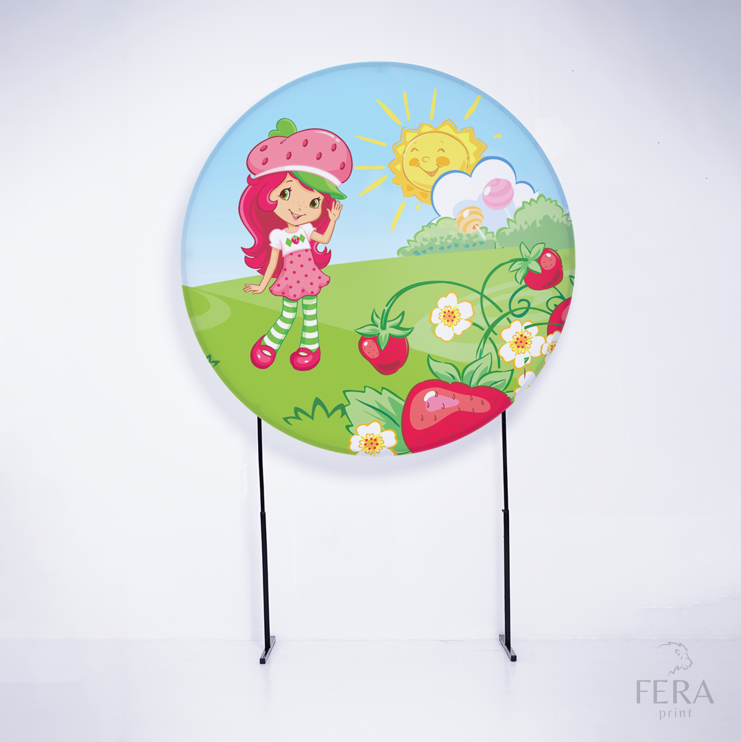 Painel Redondo Menina Morango Sublimado