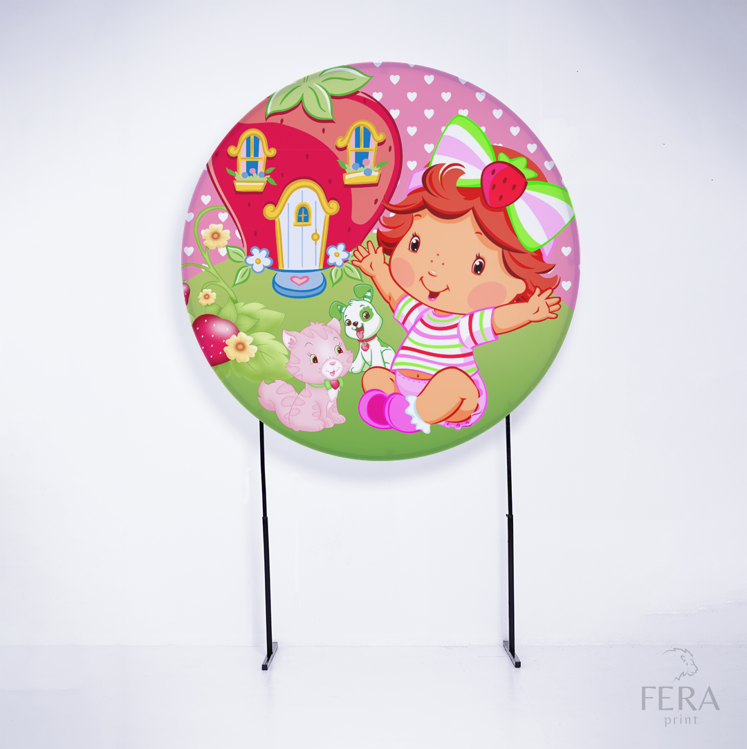 Painel Redondo Menina Morango Baby Sublimado