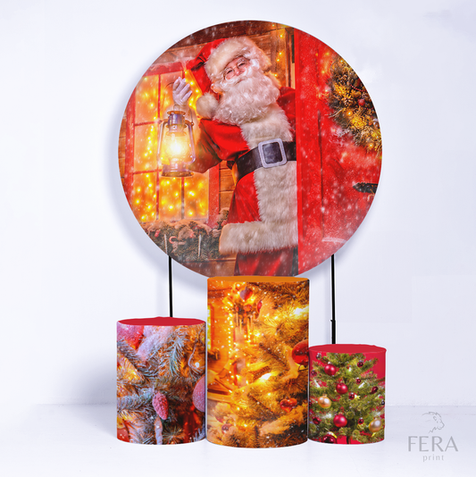 Kit Capa Cilindros + Capa Painel Natal Sublimado