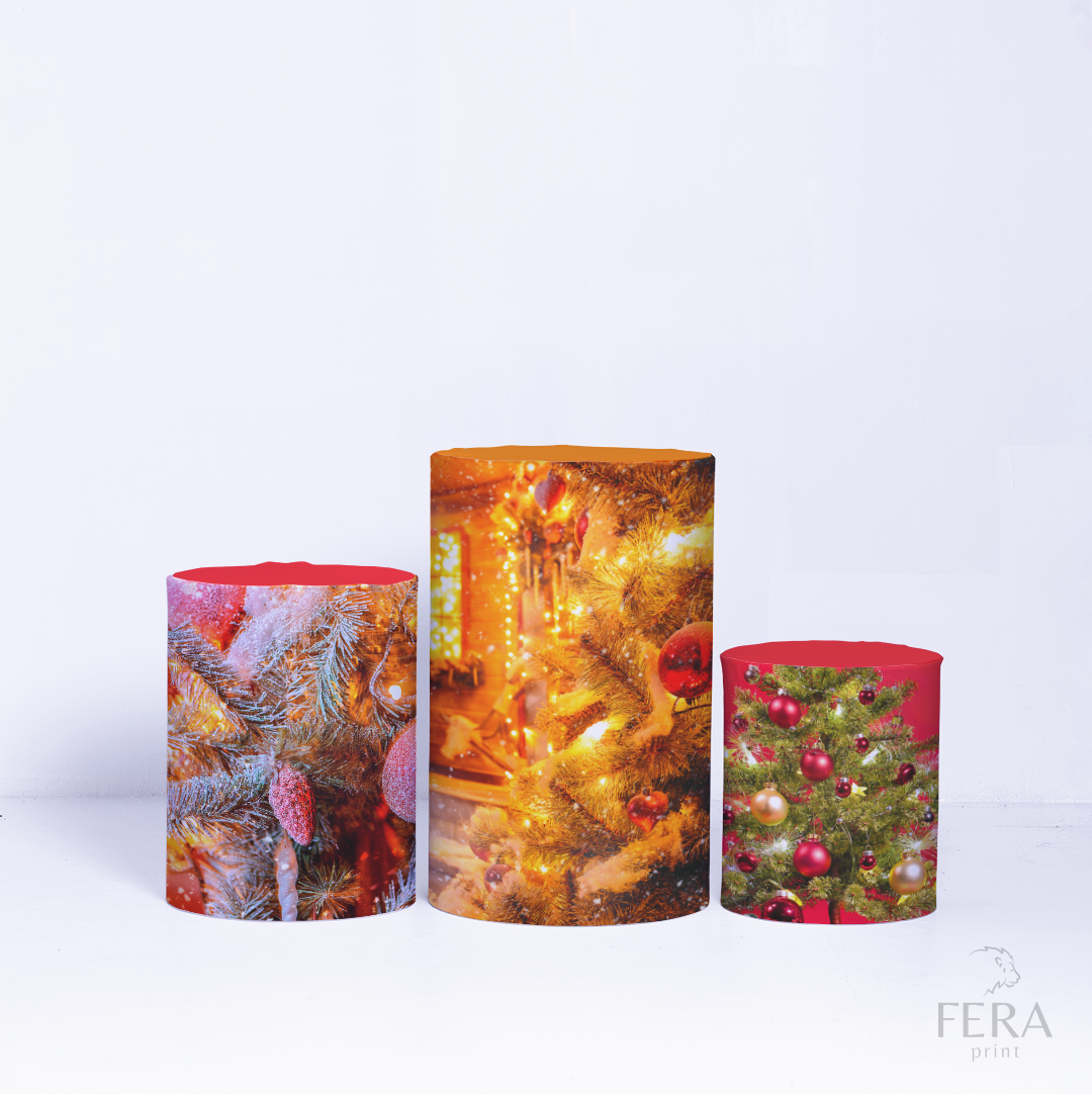 Kit Capa Cilindros + Capa Painel Natal Sublimado