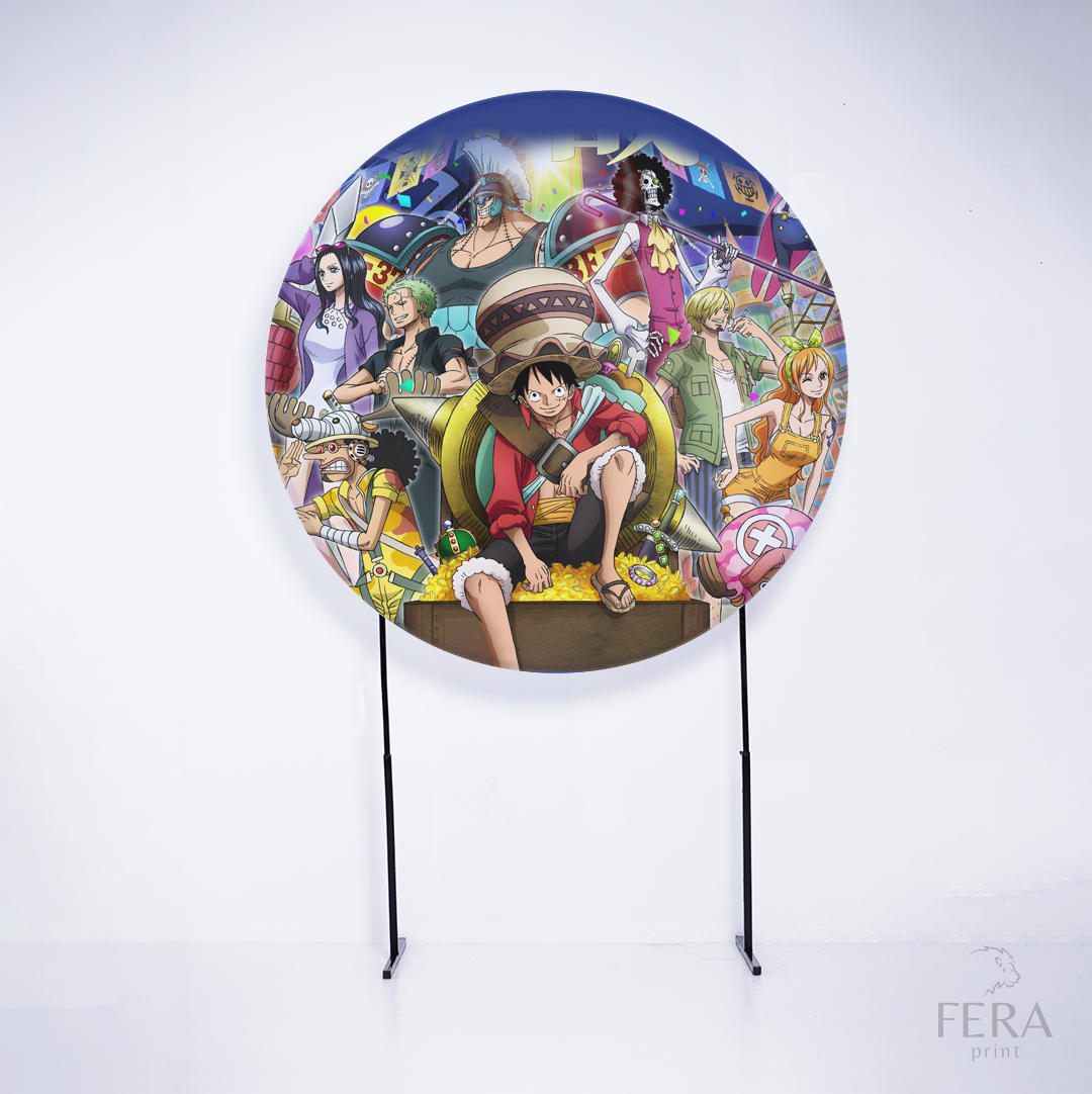 Painel Redondo Pirata Elástico Personagens Sublimado