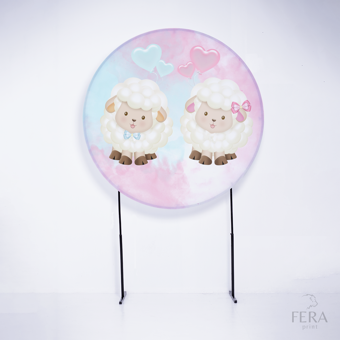 Painel Redondo Ovelhinhas Revelação Sublimado