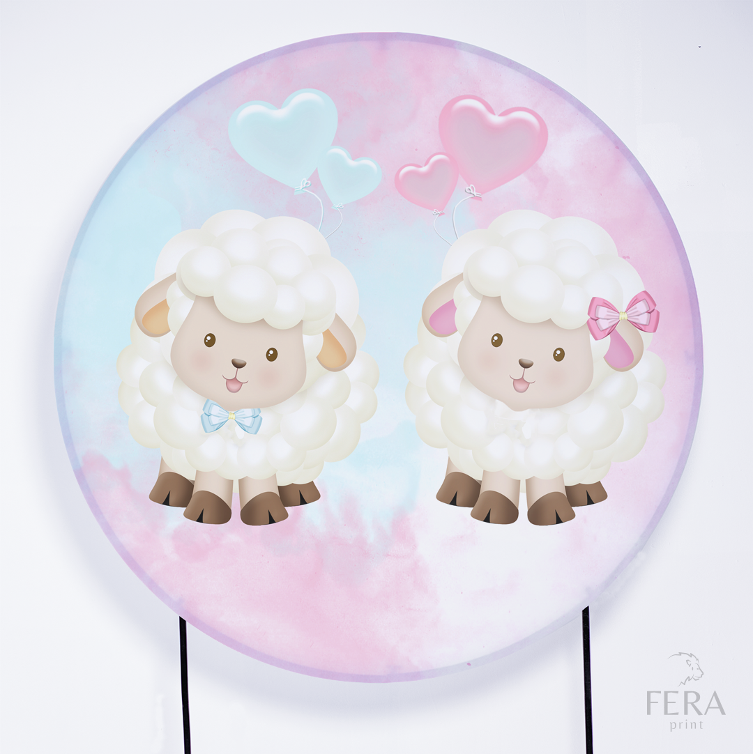 Painel Redondo Ovelhinhas Revelação Sublimado
