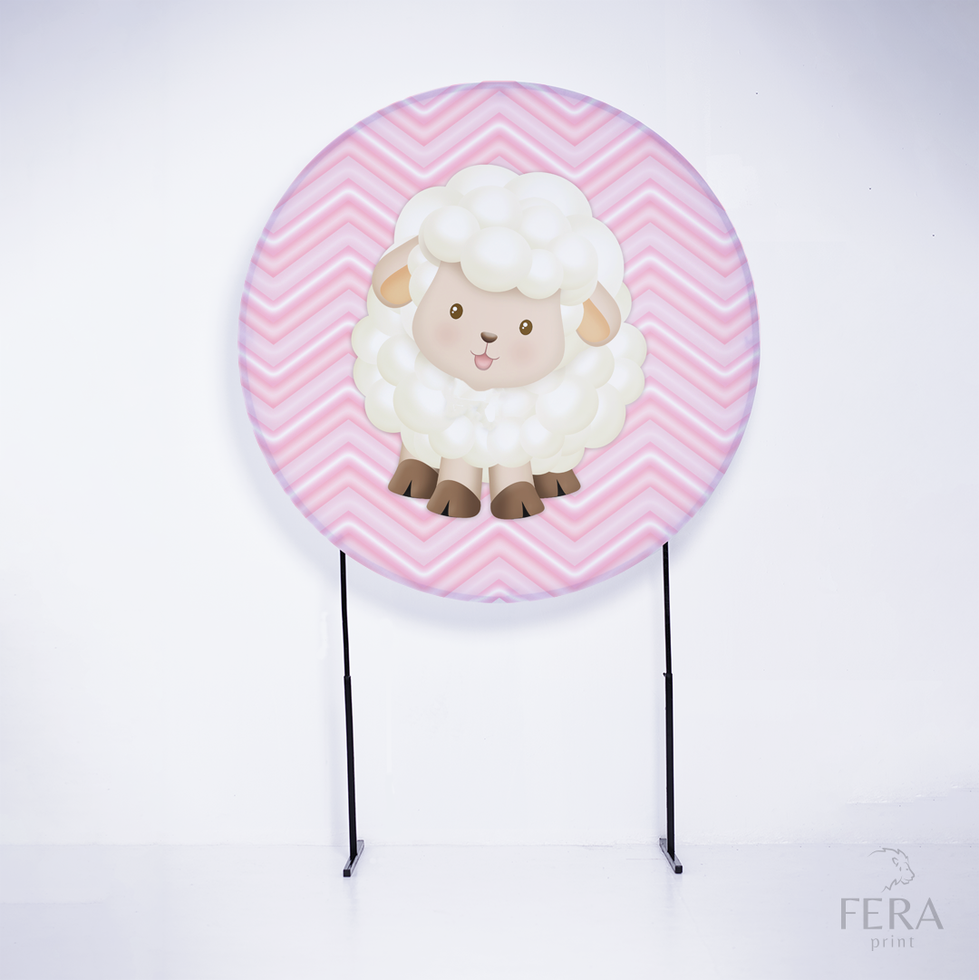 Painel Redondo Ovelhinhas Rosa Sublimado